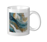 Woshuwo Tazza in ceramica blu e oro fluida art, elegante tazza da caffè Tee Drinkware tazza d'acqua per casa ufficio 325 ml