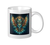 Woshuwo Tazza in ceramica con gufo surreale, elegante tazza da caffè Tee Drinkware tazza per acqua per casa ufficio 325 ml
