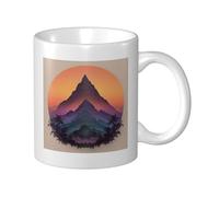 Woshuwo Tazza in ceramica con silhouette di montagna, mandala tropicale, tramonto tropicale, tazza da caffè, tazza per acqua per casa e ufficio, 325 ml