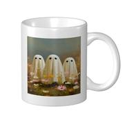 Woshuwo Tazza in ceramica con tre fantasmi in un campo di fiori, elegante tazza da caffè Tee Drinkware tazza per acqua per casa ufficio 325 ml