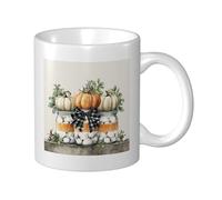 Woshuwo Tazza in ceramica con tre vasetti di palline di cotone all'interno di zucche, elegante tazza da caffè Tee, tazza per acqua per casa e ufficio, 325 ml