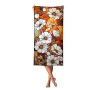 Woshuwo Telo mare in vetro colorato con margherite bianche, 60 x 140 cm, leggero, ad asciugatura rapida, per le vacanze