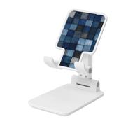 Woshuwo The Blue Denim Checker Pattern Pieghevole Supporto per Cellulare Angolo Regolabile Altezza Desktop Portatile Cellulare Culla Compatibile Con Tutti Gli Smartphone Bianco Stile