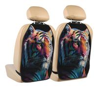 Woshuwo Tiger Animal - Protezioni per sedile posteriore auto, confezione da 2 tappetini con tasche portaoggetti per proteggere i veicoli da sporco, fango e graffi