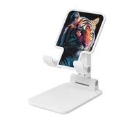 Woshuwo Tiger Animal - Supporto pieghevole per telefono cellulare, ad angolo regolabile, altezza da scrivania, portatile, compatibile con tutti gli smartphone, colore: bianco