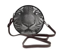 Woshuwo Tiger Face - Borsa a tracolla da donna, rotonda, in pelle