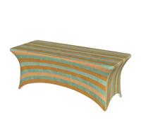 Woshuwo Tovaglia a righe verticali color verde menta e argilla, 1,8 m, tessuto elasticizzato per tavolo rettangolare da cucina, tavoli da pranzo, per banchetti e feste di nozze