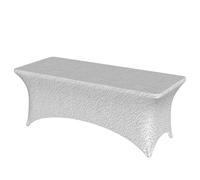 Woshuwo Tovaglia bianca in carta pressata a freddo, 1,8 m, tessuto elasticizzato per tavolo rettangolare da cucina, tavoli da pranzo, per banchetti e feste di nozze