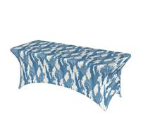 Woshuwo Tovaglia blu con grande onda, 1,8 m, tessuto elasticizzato per tavolo rettangolare da cucina, tavoli da pranzo, per banchetti e feste di nozze