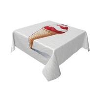Woshuwo Tovaglia con cono gelato e foglia d'acero rossa sulla parte superiore, lavabile, tovaglia decorativa per cucina, 152,4 x 152,4 cm