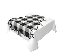 Woshuwo Tovaglia con motivo a scacchi bianco e nero, lavabile, decorazione per la cucina, 152,4 x 152,4 cm