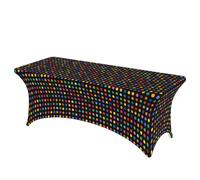 Woshuwo Tovaglia in tessuto elasticizzato a pois in colori arcobaleno, 1,8 m, per tavolo da cucina, tavoli da pranzo, banchetti e feste di nozze