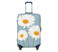 Woshuwo Tre margherite con petali bianchi centri gialli elastici da viaggio coperture antipolvere antigraffio valigia Protector Fit 22-24 pollici