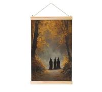 Woshuwo Tre streghe sul sentiero della foresta autunnale dipinto da appendere, in lino, arte da parete per la casa, opera d'arte moderna, decorazione per fattoria, 40 x 60 cm