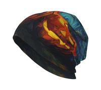 Woshuwo Tre zucche con volti intagliati Beanie cappello unisex lavorato a maglia cappello caldo morbido teschio berretto nero
