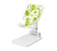 Woshuwo Verde lime acquerello vernice schizzi pieghevole supporto per telefono cellulare regolabile altezza desktop portatile culla cellulare compatibile con tutti gli smartphone bianco stile