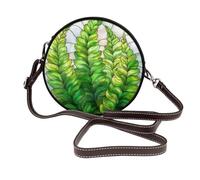 Woshuwo Vetro macchiato fresco giovane verde foglie di felce donne borse a tracolla rotonde borsa a tracolla in pelle borsa a tracolla