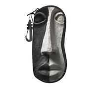 Woshuwo Viso Bianco E Nero Scuro Surrealismo Portatile Occhiali Da Sole Caso Luce Occhiali Da Sole Borsa Occhiali Da Sole Caso