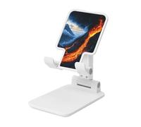 Woshuwo Volcano Eruption Supporto pieghevole per telefono cellulare ad angolo regolabile in altezza Supporto per cellulare portatile da tavolo compatibile con tutti gli smartphone bianco stile