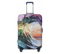 Woshuwo Waves Rising Violently Elastic Travel Luggage Covers Dustproof Scratch Resistant Valigia Protector Fit 22-24 Inch