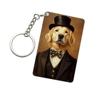 Woshuwo Whimsical Golden Retriever As A Gentleman Acrilico Portachiavi Moda Portachiavi Auto Catene Acriliche Tag Per Uomo Donna