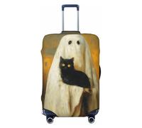 Woshuwo Whimsical White Ghost Holding Black Cat Elastico Viaggio Bagagli Copre Antipolvere Resistente ai Graffi Valigia Protector Fit 22-24 Pollici