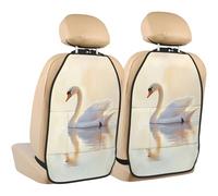 Woshuwo White Swan - Protezioni per il sedile posteriore dell'auto, confezione da 2 tappetini con tasche portaoggetti per proteggere i veicoli da sporco, fango e graffi