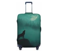 Woshuwo Wolf Moon Mountain - Copribagagli da viaggio elastico, antipolvere, antigraffio, adatto per valigie da 56-61 cm