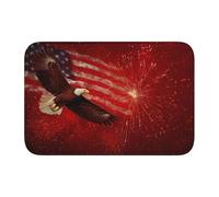 Woshuwo Zerbino antiscivolo con bandiera americana con aquila che vola nei fuochi d'artificio, per interni ed esterni, per interni ed esterni, 40 x 60 cm