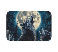 Woshuwo Zerbino antiscivolo con lupo che alza la testa e ulula, per interni ed esterni, 40 x 60 cm