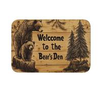 Woshuwo Zerbino in legno con scritta in inglese "Two Bears Pine Trees", antiscivolo, per interni ed esterni, 40 x 60 cm