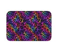 Woshuwo Zerbino iridescente perlato arcobaleno leopardato, antiscivolo, per interni ed esterni, tappeti per casa colonica, 40 x 60 cm