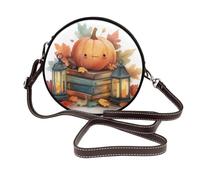 Woshuwo Zucca autunnale sui libri Lanterne Donne Rotondo Crossbody Borse In Pelle Sling Bag Borsa