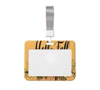 Woshuwo Zucche girasoli con parole Hello Fall scorrevole porta badge in plastica dura custodia per biglietti di lavoro per infermieri ufficio