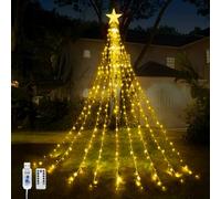 WoskjXas Luci a Corda Stellato con Stella, 9 Pezzi 2M 198LEDs USB Decorazione di Natale Interno Esterno, 8 Modalità Luci di Natale per Decorazioni con Telecomando, Illuminazione Luce da Fata