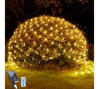 WoskjXas Luci a Rete LED Solari, 192 LEDs Catene Luminose, 8 Modalità, 2 m x 3 m Rete di Luci Natale per Giardino, Telecomando, Impermeabili - Decor per Recinzione Natale (2M*3M, Bianco Caldo)