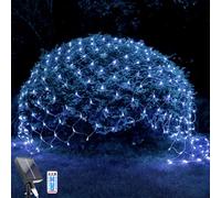WoskjXas Luci a Rete LED Solari, 192 LEDs Catene Luminose, 8 Modalità, 2 m x 3 m Rete di Luci Natale per Giardino, Telecomando, Impermeabili - Decor per Recinzione Natale (2M*3M, Blu)