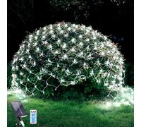WoskjXas Luci a Rete LED Solari, 96 LEDs Catene Luminose, 8 Modalità, 1,5 m x 1,5 m Rete di Luci Natale per Giardino, Telecomando, Impermeabili - Decor per Recinzione Natale (1.5M*1.5M, Bianco)