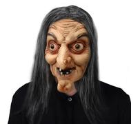 WoskjXas Maschera da Strega di Halloween, Horror Vecchia Maschera da Strega con Capelli, Maschere in Lattice per Cosplay e Feste, Maschere Orrore Spaventosa di Halloween