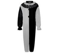 WoskXas Costume da Clown Terrificante Halloween Tuta da Clown Art per Adulti, Costume da Clown Bianco e Nero Costume da Terrificante Tuta per Halloween Carnevale Festa Cosplay