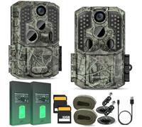 WOSPORTS Telecamera ricaricabile da 56 MP, 4 K, 0,2 S, attivata dal movimento, con visione notturna, schermo LCD da 2 pollici, larghezza 120°, per esplorazione all'aperto, monitoraggio della fauna