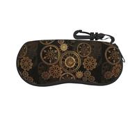 Wostery Galaxy elegante custodia per occhiali, custodia per occhiali da sole, oversize, chiusura a cerniera, design alla moda con stampa, Orologio ingranaggi Bronzo Secolo, Taglia unica