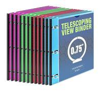 WOT I Confezione da 12 raccoglitori telescopici a 3 anelli (1,9 cm), raccoglitore flessibile espandibile, design brevettato per una facile portabilità, contiene 160 fogli, 4 colori vivaci, perfetto