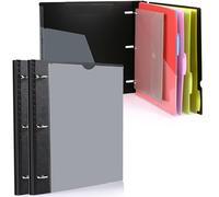 WOT I Organizer telescopico per progetti 2 pezzi, raccoglitore ricaricabile con divisori e tasche, 13 cartelle tascabili, raccoglitore a 3 anelli da 2,5 cm, nero