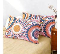 Wotcsil Set 2 Federe Cuscino Letto 50x75cm in Cotone, Boho Geometrico, Copri Federe Cuscini Letto Coppia di Federe Cotone con Chiusura a Busta, per Letto Singolo o Matrimoniale, Arancione