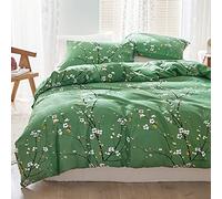 Wotcsil Set Copripiumino Singolo 135x200 Floreale Stampa Sacco Parure Copripiumino Con 1 x Copripiumino 135x200cm e 1 x Federa 50x75cm in Microfibra Verde