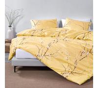 Wotcsil Set Copripiumino Una Piazza e Mezza Floreale Stampa Sacco Parure Copripiumino Con 1 x Copripiumino 200x200 cm e 2 x Federe 50x75 cm in Microfibra Giallo