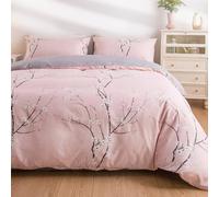 Wotcsil Set Copripiumino Una Piazza e Mezza Floreale Stampa Sacco Parure Copripiumino Con 1 x Copripiumino 200x200 cm e 2 x Federe 50x75 cm in Microfibra Rosa