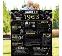 WOTDKG Coperta per 60° compleanno, regalo per donne o uomini, 60 anni 1963 anniversario di diserbo regalo per moglie, marito, mamma, papà, ritorno nel 1963, morbida coperta in pile di flanella