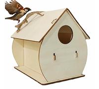 WOTEG Casetta per Uccelli - Ideale per Uccelli Selvatici - Resistente alle Intemperie - Casette per Colibrì in Legno da Giardino Casette per Uccelli in Legno Naturale per Scricciolo, Rondine, Passero